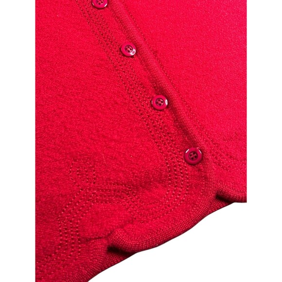Vintage Pendleton Boiled Wool Cardigan Scalloped Hem Cherry Red Large Cottage - Picture 3 of 9